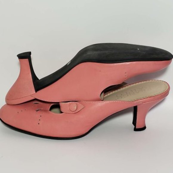 Franco Sarto Womens Mules Spool Heels Shoes Pink Cutout Round Toe Slip Ons 8.5 M - Picture 4 of 12